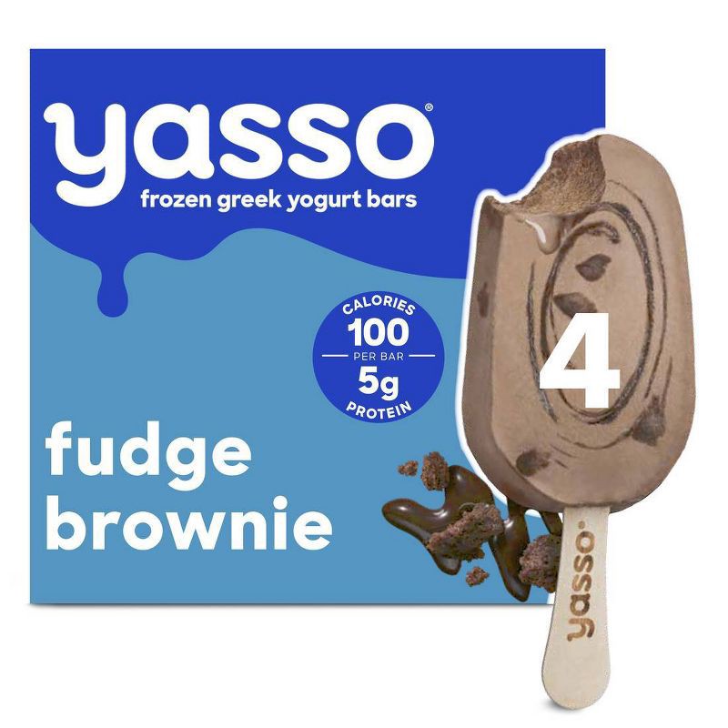 slide 1 of 8, Yasso Frozen Greek Yogurt - Fudge Brownie Bars - 4ct, 4 ct