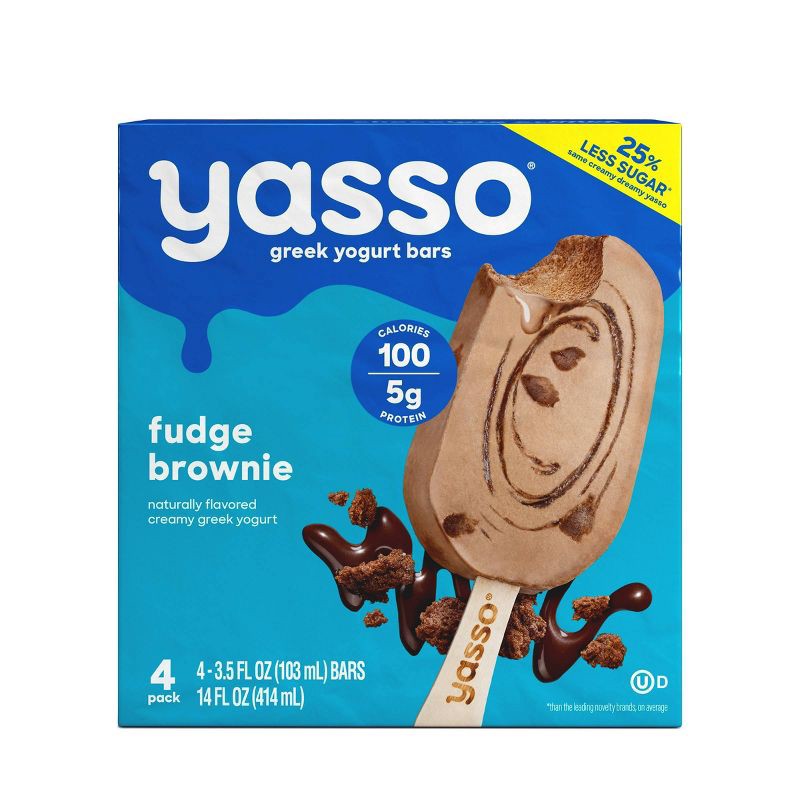 slide 1 of 6, Yasso Frozen Greek Yogurt - Fudge Brownie Bars - 4ct, 4 ct
