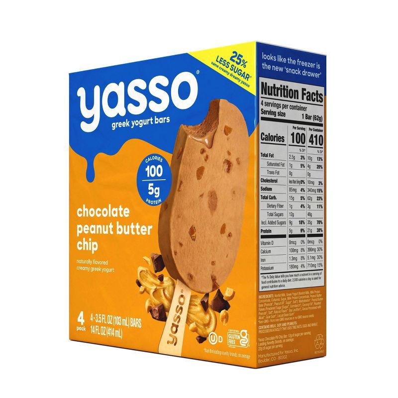 slide 4 of 6, Yasso Frozen Greek Yogurt - Chocolate Peanut Butter Chip Bars - 4ct, 4 ct