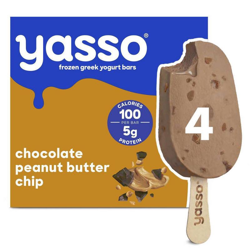 slide 1 of 8, Yasso Frozen Greek Yogurt - Chocolate Peanut Butter Chip Bars - 4ct, 4 ct