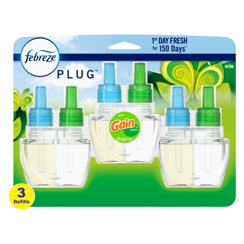 slide 1 of 14, Febreze Odor-Fighting Fade Defy Plug Air Freshener Refill - Gain Original Scent - 2.63 fl oz/3pk, 3 ct; 2.63 fl oz