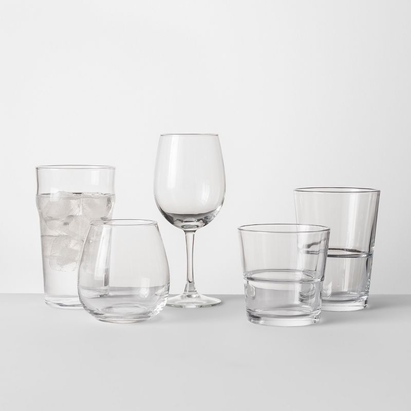 slide 4 of 6, 16.4 fl oz Glass Stackable Tall Tumbler - Threshold™: Contemporary BPA-Free Drinkware, Dishwasher-Safe Glass Cup, 16.4 fl oz