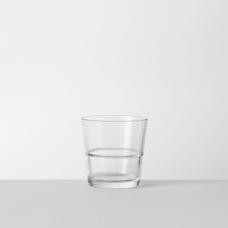 slide 2 of 6, 12.9 fl oz 6pk Glass Stackable Short Tumblers - Threshold™: Modern Drinkware Set, Dishwasher-Safe, Clear, 12.9 fl oz, 6 ct