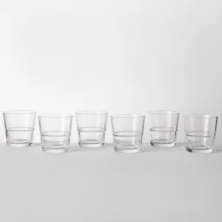 12.9 fl oz 6pk Glass Stackable Short Tumblers - Threshold™: Modern Drinkware Set, Dishwasher-Safe, Clear