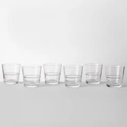 12.9 fl oz 6pk Glass Stackable Short Tumblers - Threshold™: Modern Drinkware Set, Dishwasher-Safe, Clear