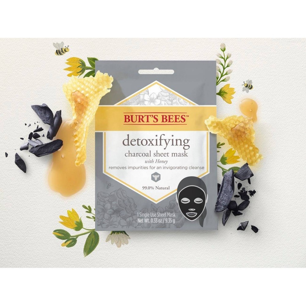 slide 4 of 4, Burt's Bees Detoxifying Charcoal Sheet Face Mask, 1 ct, 0.33 oz