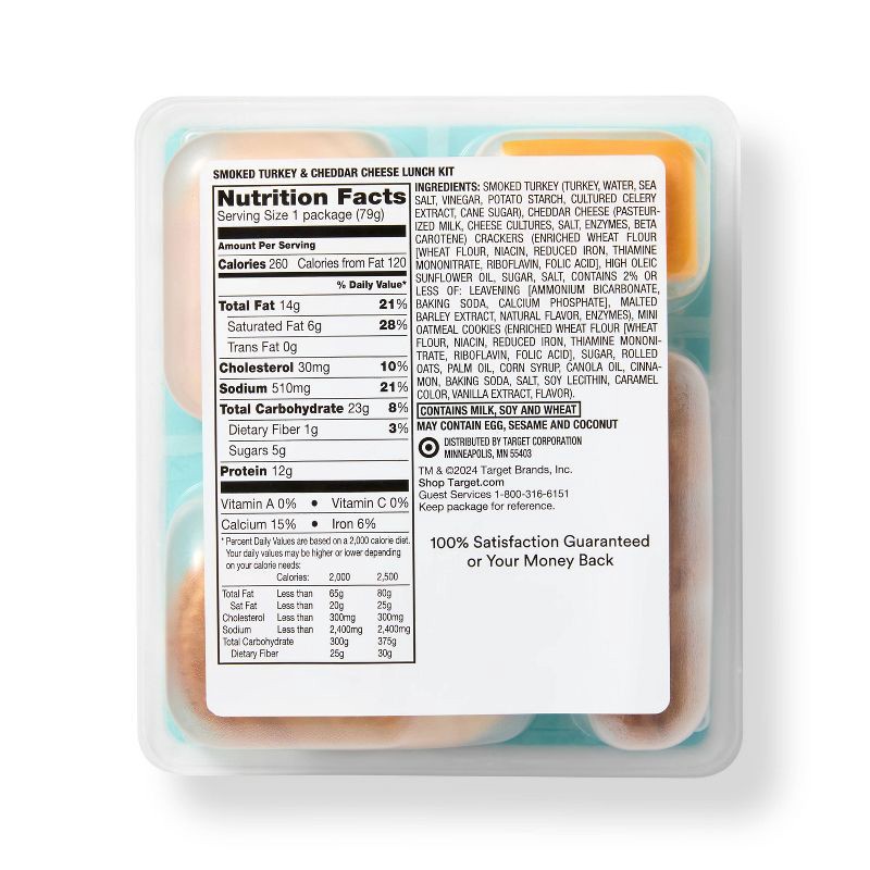 slide 2 of 4, Smoked Turkey & Cheddar Cheese Lunch Kit - 2.8oz - Good & Gather™, 2.8 oz