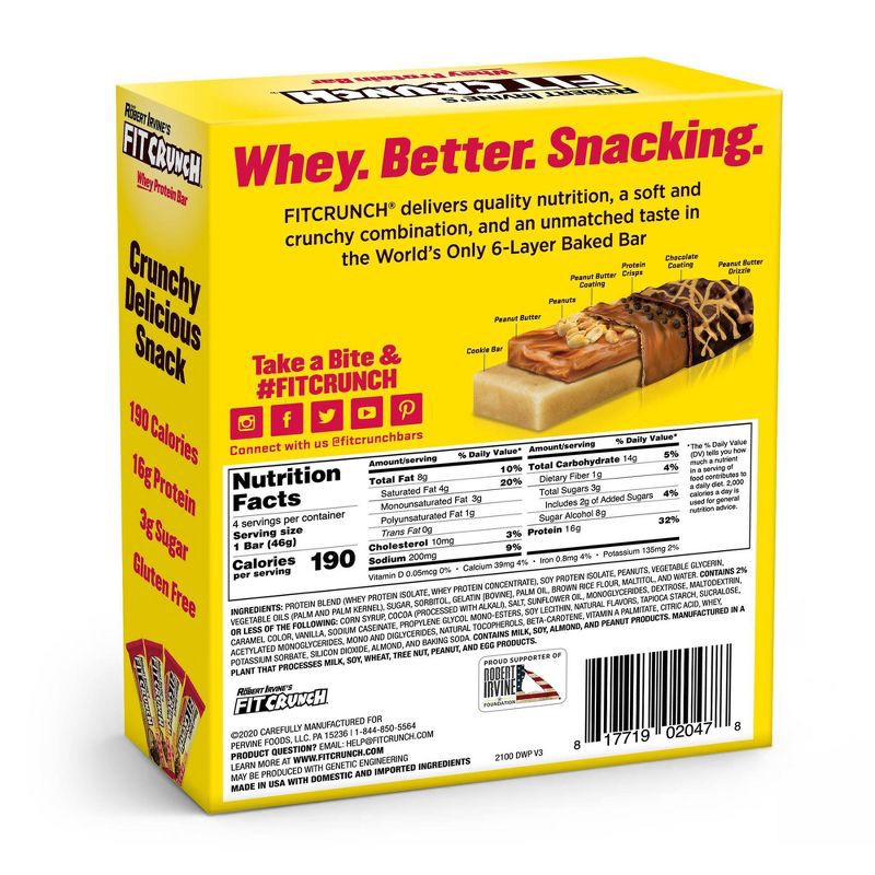 slide 5 of 5, FITCRUNCH Chocolate Peanut Butter Baked Snack Bar - 4ct, 4 ct