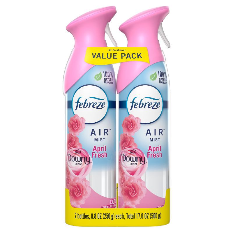 slide 9 of 12, Febreze Aerosol Room Spray Air Freshener with Downy - April Fresh - 17.6oz/2pk, 2 ct; 17.6 oz