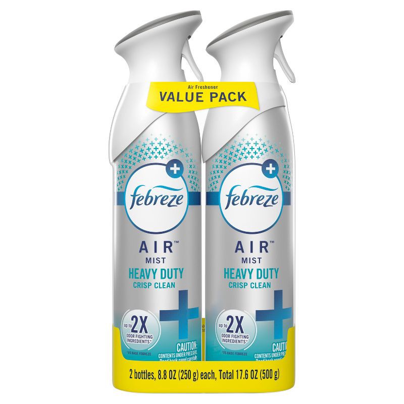 slide 4 of 6, Febreze Odor-Fighting Heavy Duty Air Freshener - Crisp Clean - 17.6oz/2pk, 2 ct; 17.6 oz