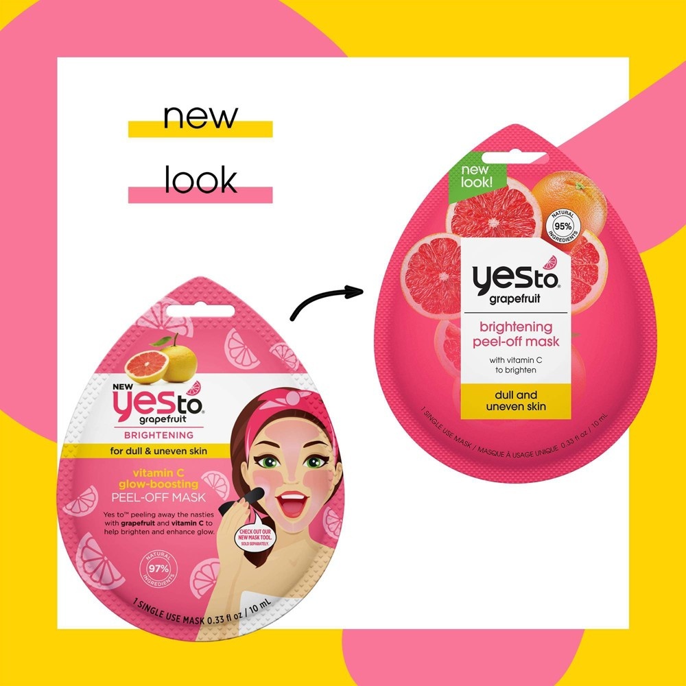 slide 3 of 4, Yes To Grapefruit Vitamin C Glow Boosting Peel Off Single Use Face Mask, 0.33 fl oz