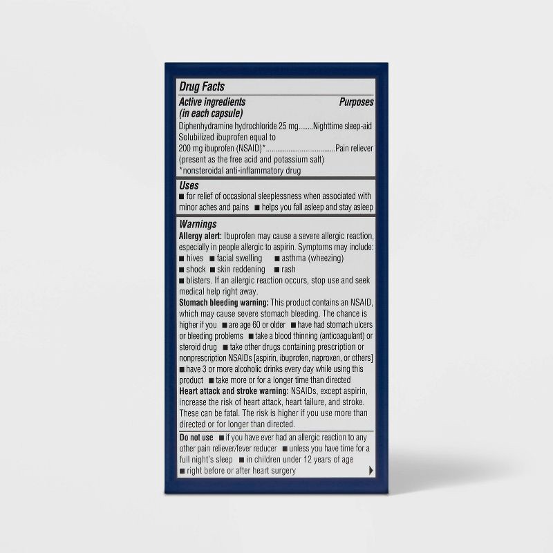 slide 3 of 5, Ibuprofen (NSAID) PM Pain Reliever & Nighttime Sleep Aid Softgels - 40ct - up&up™, 40 ct