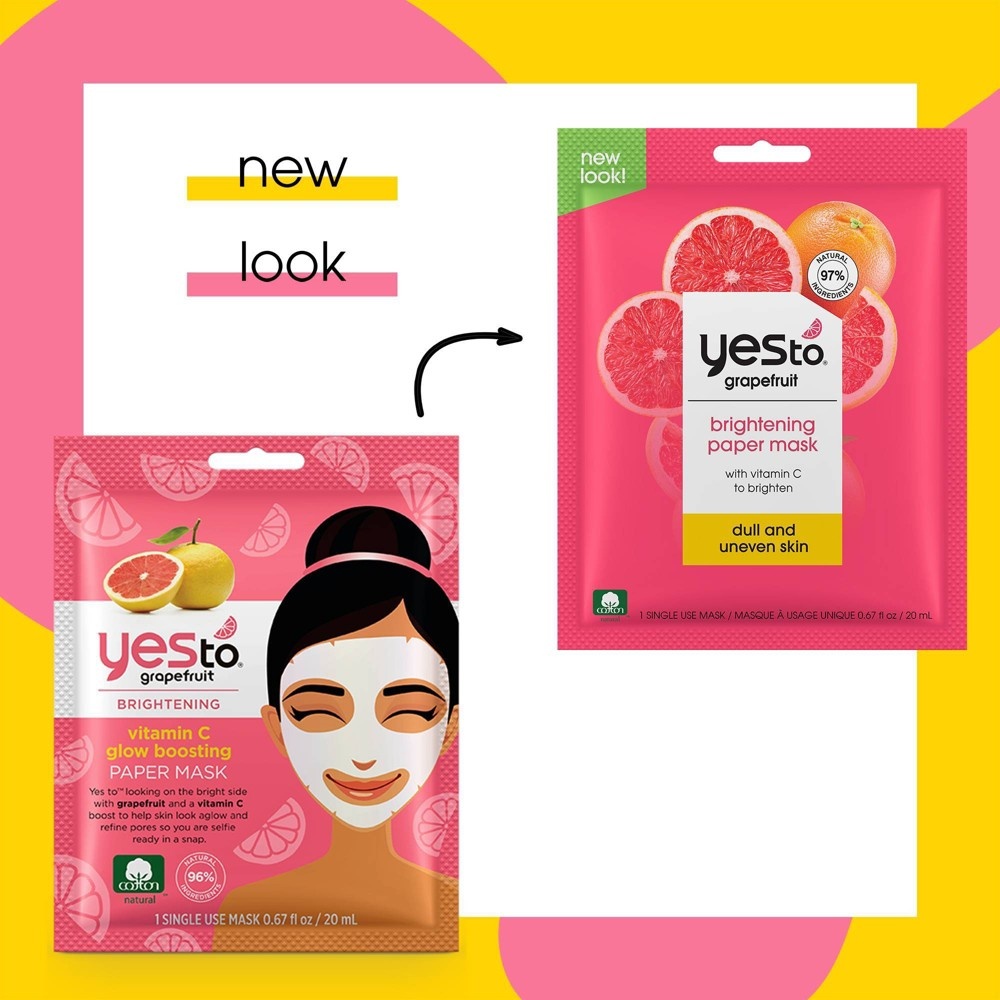 slide 4 of 5, Yes To Grapefruit Vitamin C Glow Boosting Bubbling Paper Single Use Face Mask - 0.67 fl oz, 0.67 fl oz