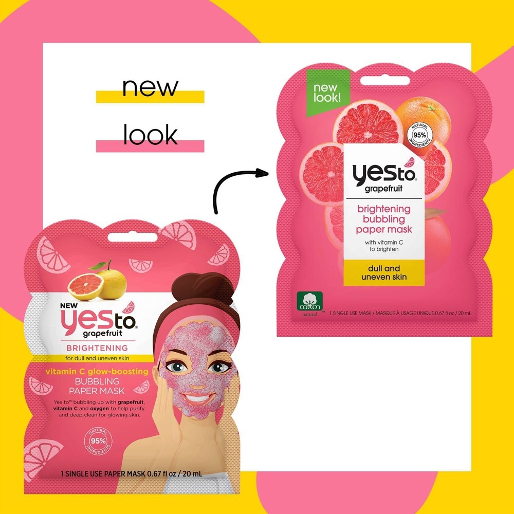 slide 5 of 5, Yes To Grapefruit Vitamin C Glow Boosting Bubbling Paper Single Use Face Mask - 0.67 fl oz, 0.67 fl oz