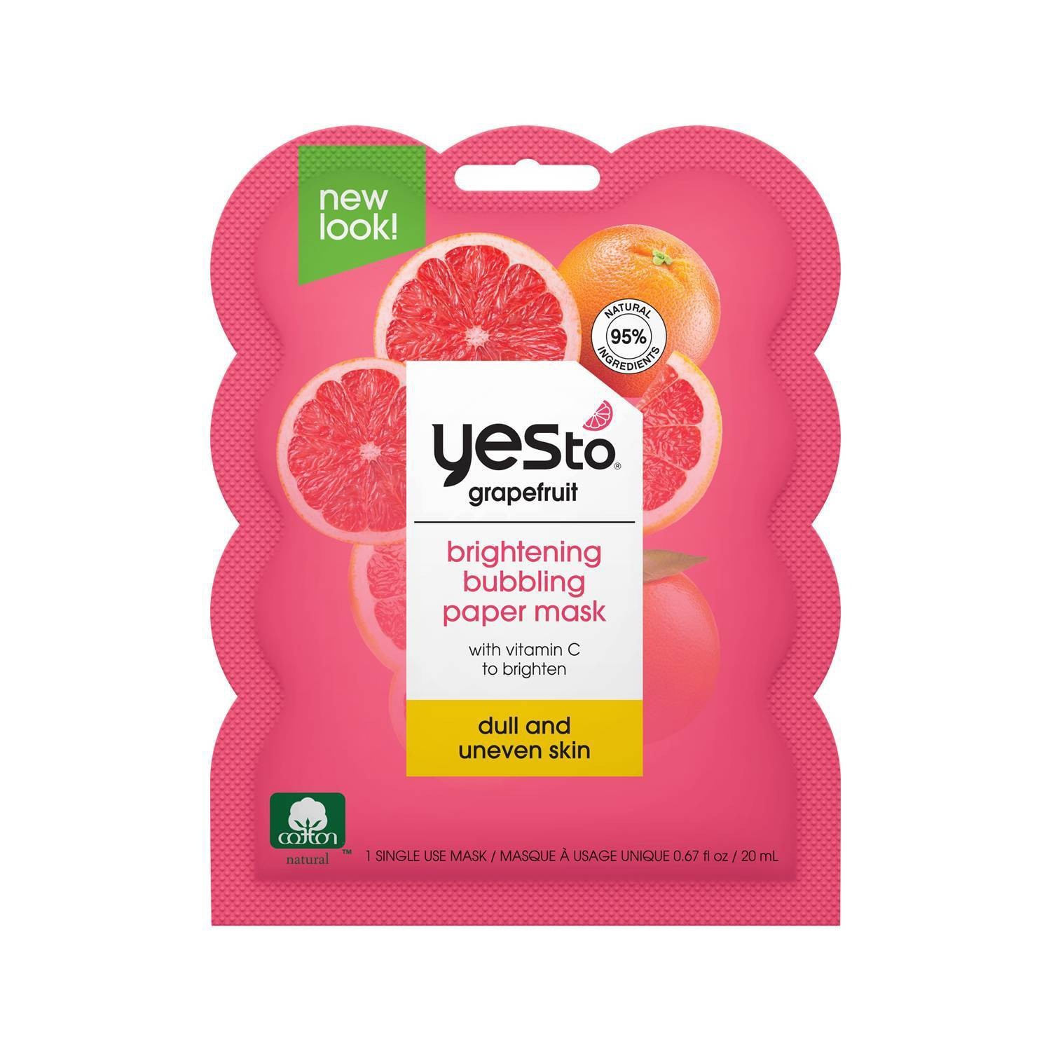 slide 1 of 5, Yes To Grapefruit Vitamin C Glow Boosting Bubbling Paper Single Use Face Mask - 0.67 fl oz, 0.67 fl oz