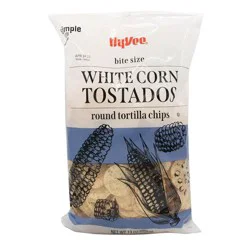 Hy-vee White Corn Bite Size Tostados Round Tortilla Chips - 13 oz