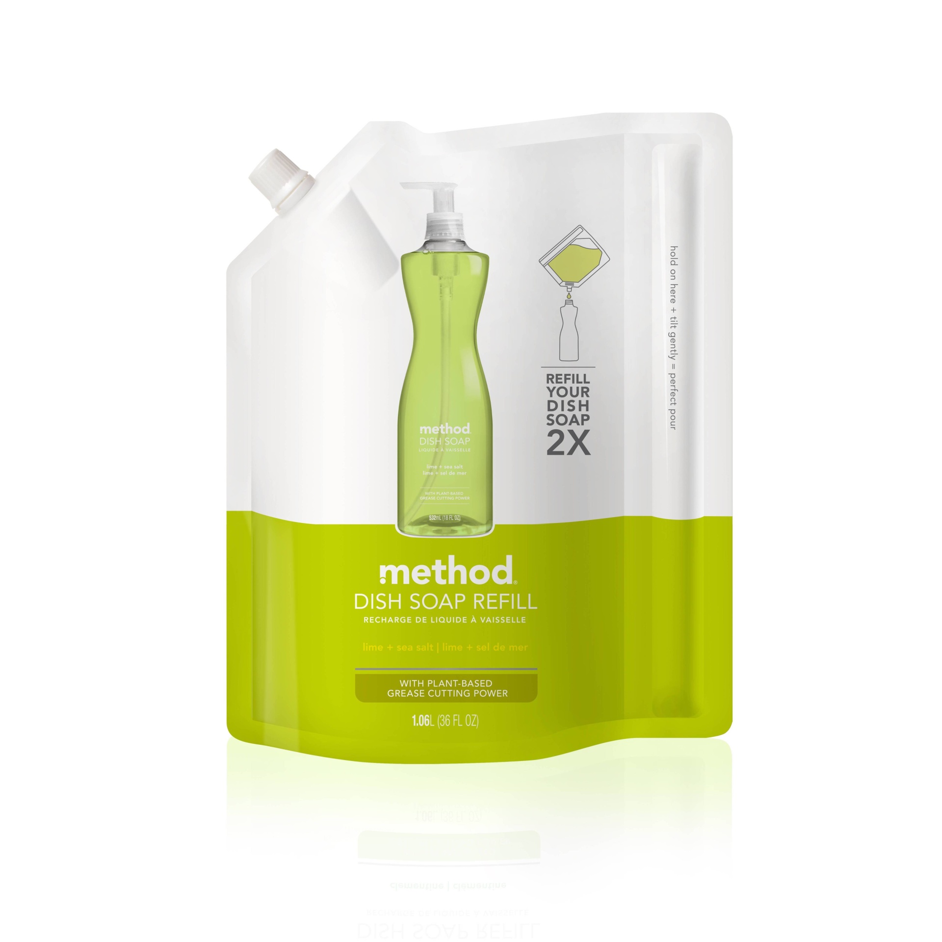 slide 1 of 3, Method Lime + Sea Salt Liquid Dish Soap Refill, 36 fl oz