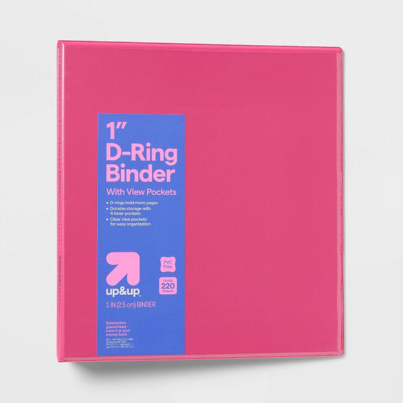 slide 1 of 3, 1" 3 Ring Binder Clear View Pink - up&up™, 1 ct