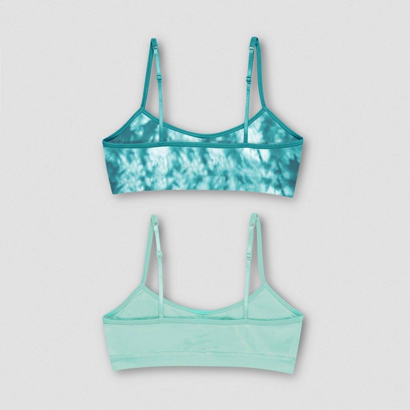 slide 2 of 3, Hanes Girls' 2pk Seamless Molded Wirefree Bra - Green M, 2 ct