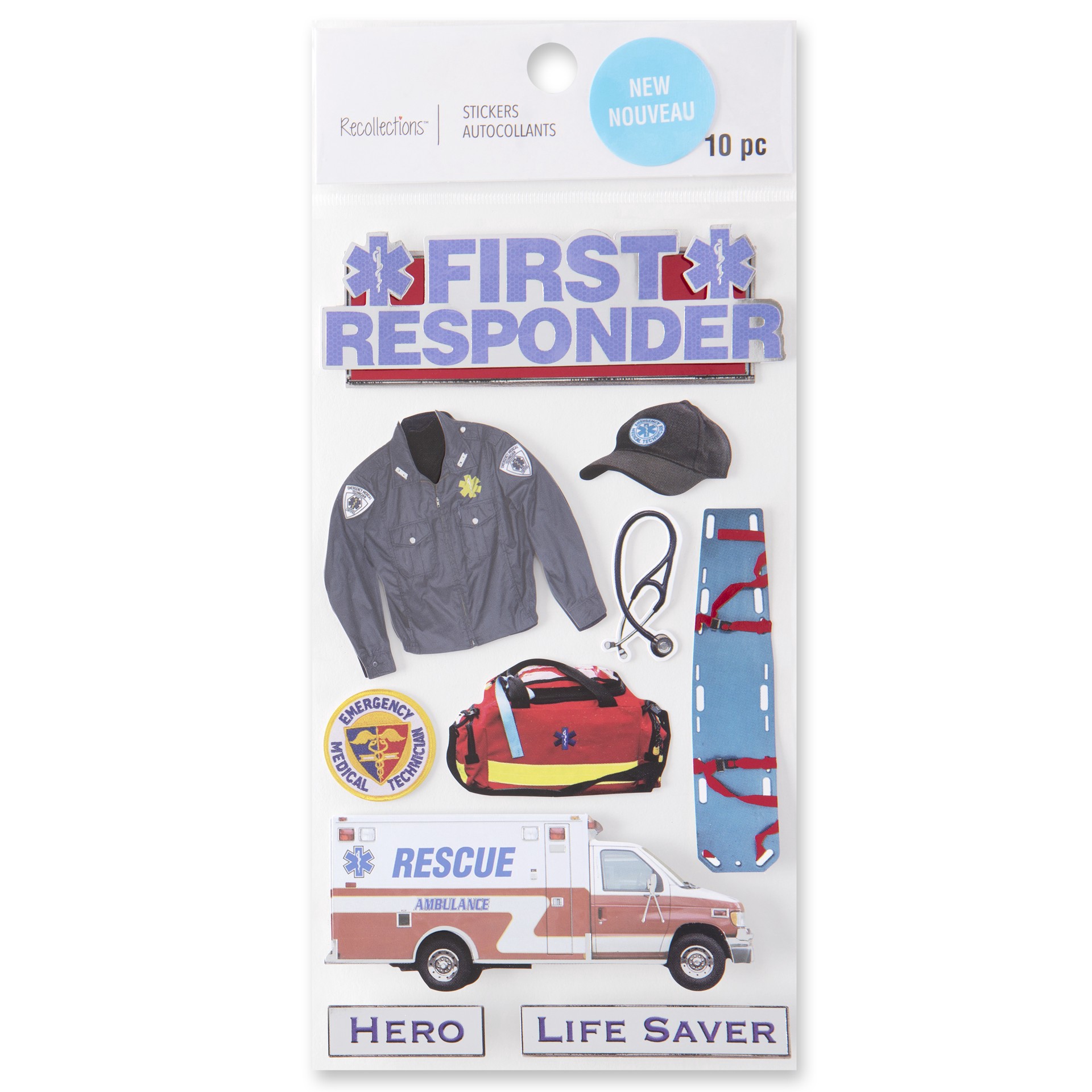 slide 6 of 6, E.m.t. Dimensional Stickers By Recollections, 3.875 in x 6.875 in