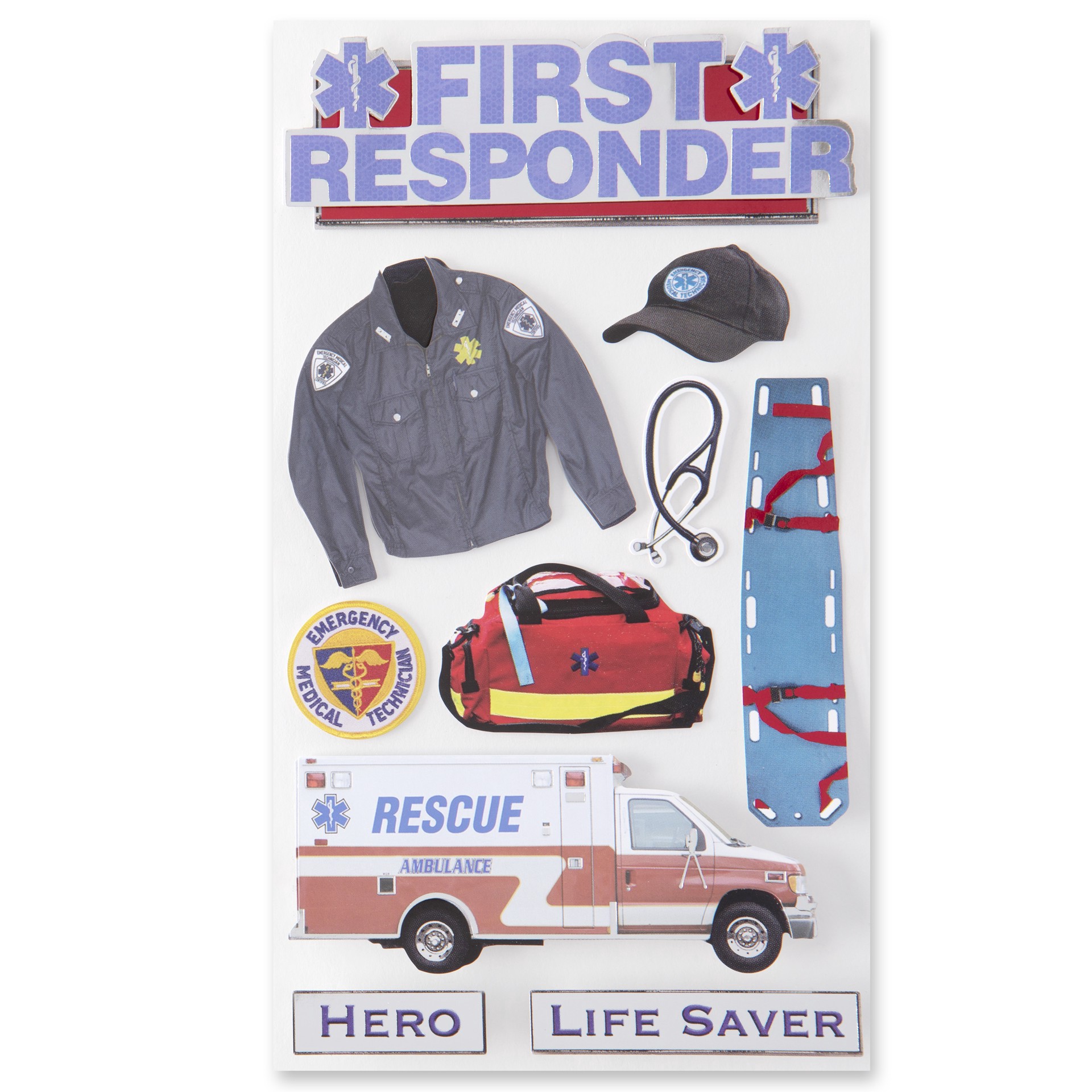 slide 3 of 6, E.m.t. Dimensional Stickers By Recollections, 3.875 in x 6.875 in