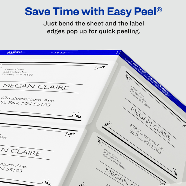 slide 2 of 8, Avery Easy Peel 15663 Permanent Laser Address Labels Clear, 100 ct; 2 in x 4 in