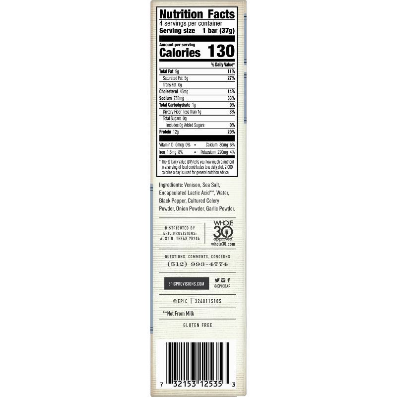 slide 10 of 10, EPIC Venison Sea Salt & Pepper Nutrition Bar - 5.2oz/4ct, 5.2 oz, 4 ct