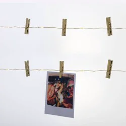 LED Fairy Lights with Metallic Photo Clips Gold - Room Essentials