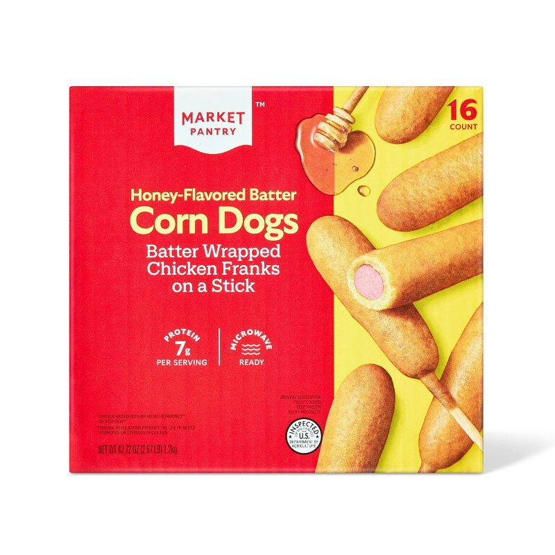 slide 1 of 4, Full Size Corn Dogs - Frozen - 42.72oz/16ct - Market Pantry™, 16 ct; 42.72 oz