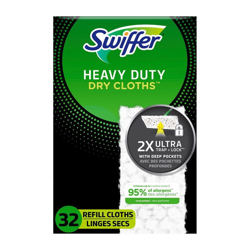 slide 1 of 8, Swiffer Sweeper Heavy Duty Multi-Surface Dry Cloth Refills for Floor Sweeping and Cleaning - Unscented - 32ct, 32 ct