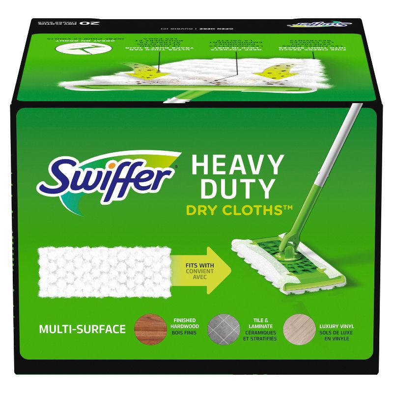 slide 2 of 10, Swiffer Sweeper Heavy Duty Multi-Surface Dry Cloth Refills for Floor Sweeping and Cleaning - Unscented - 20ct, 20 ct