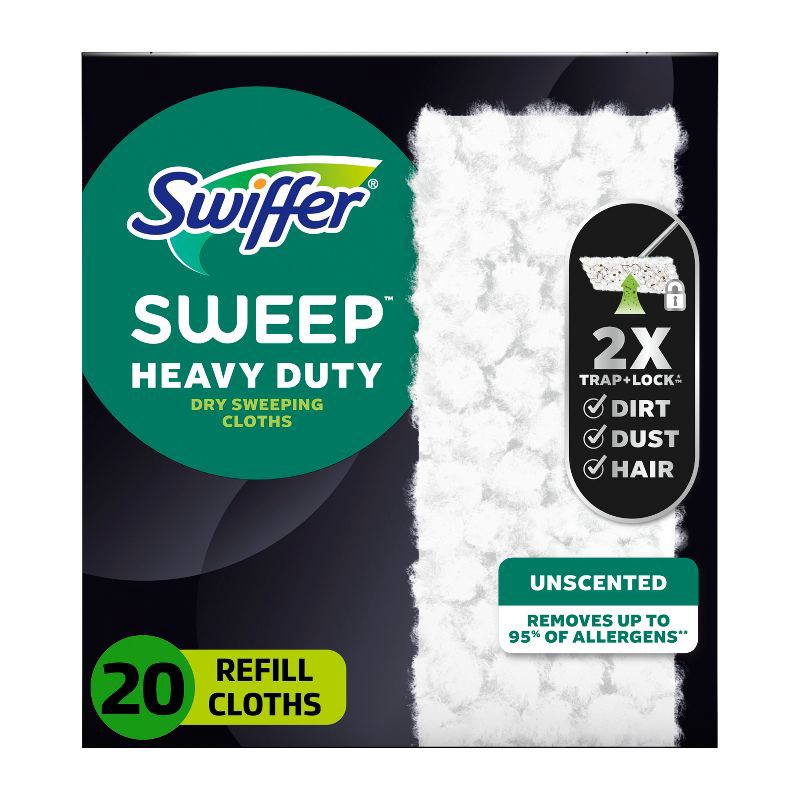 slide 1 of 13, Swiffer Sweeper Heavy Duty Multi-Surface Dry Cloth Refills for Floor Sweeping and Cleaning - Unscented - 20ct, 20 ct