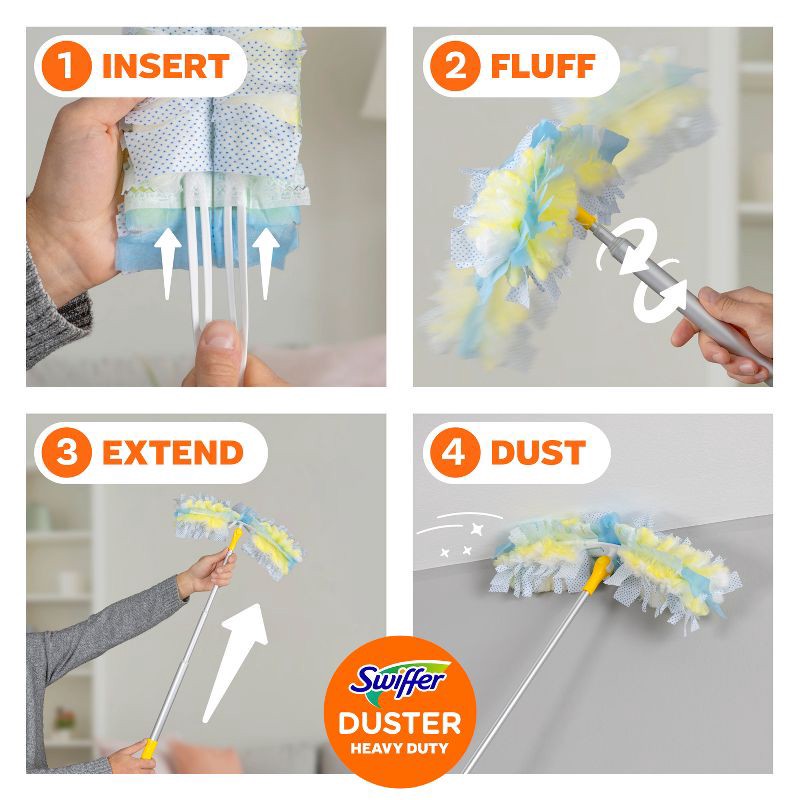 slide 7 of 14, Swiffer Dusters Heavy Duty Super Extendable Handle Dusting Kit(Extension Pole, Extendable Handle,4 Duster Refill) - 4ct, 4 ct