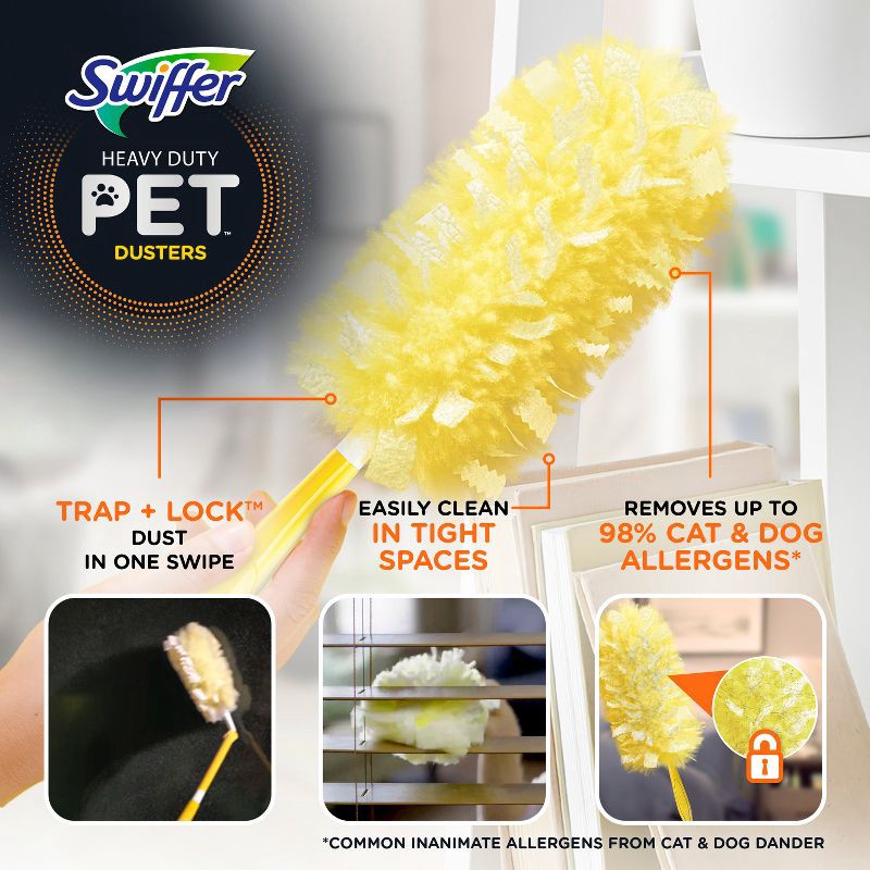 slide 2 of 12, Swiffer Dusters, Pet Heavy Duty Refills with Febreze Odor Defense - Unscented - 11ct, 11 ct