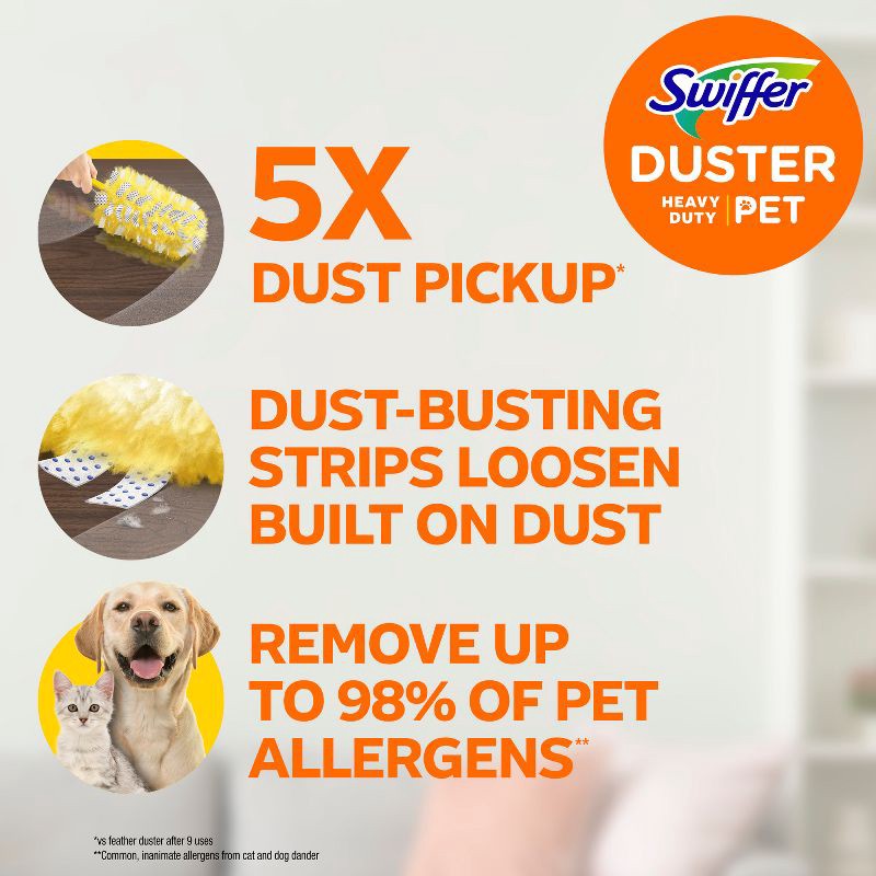 slide 2 of 16, Swiffer Dusters, Pet Heavy Duty Refills with Febreze Odor Defense - Unscented - 11ct, 11 ct