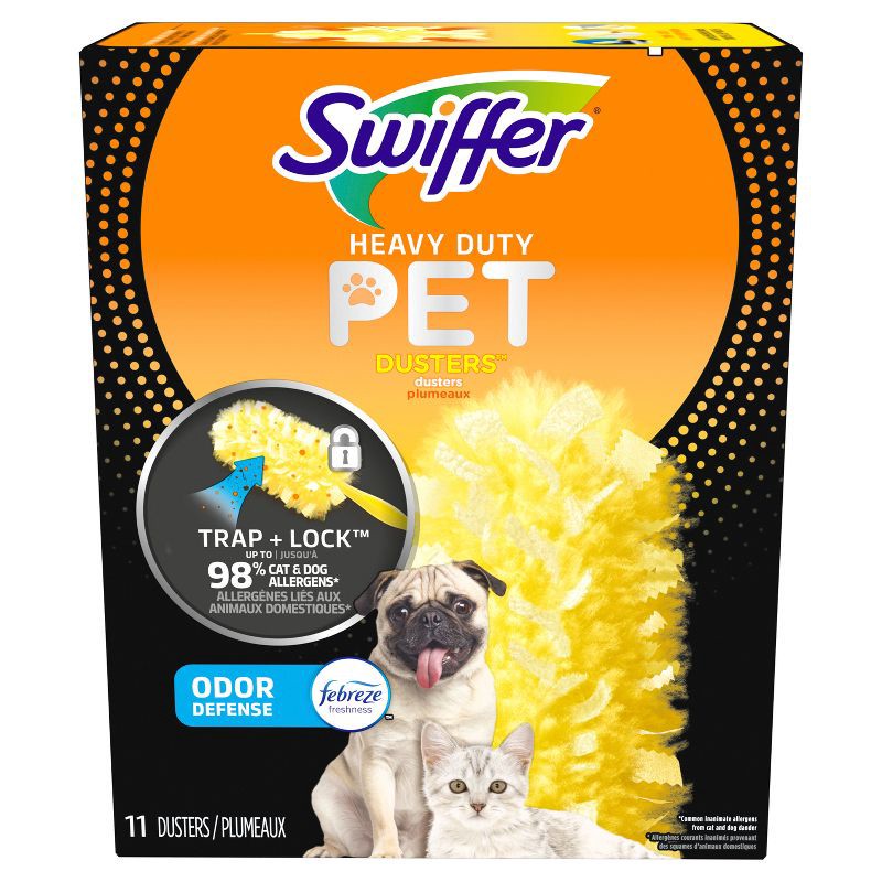 slide 12 of 12, Swiffer Dusters, Pet Heavy Duty Refills with Febreze Odor Defense - Unscented - 11ct, 11 ct