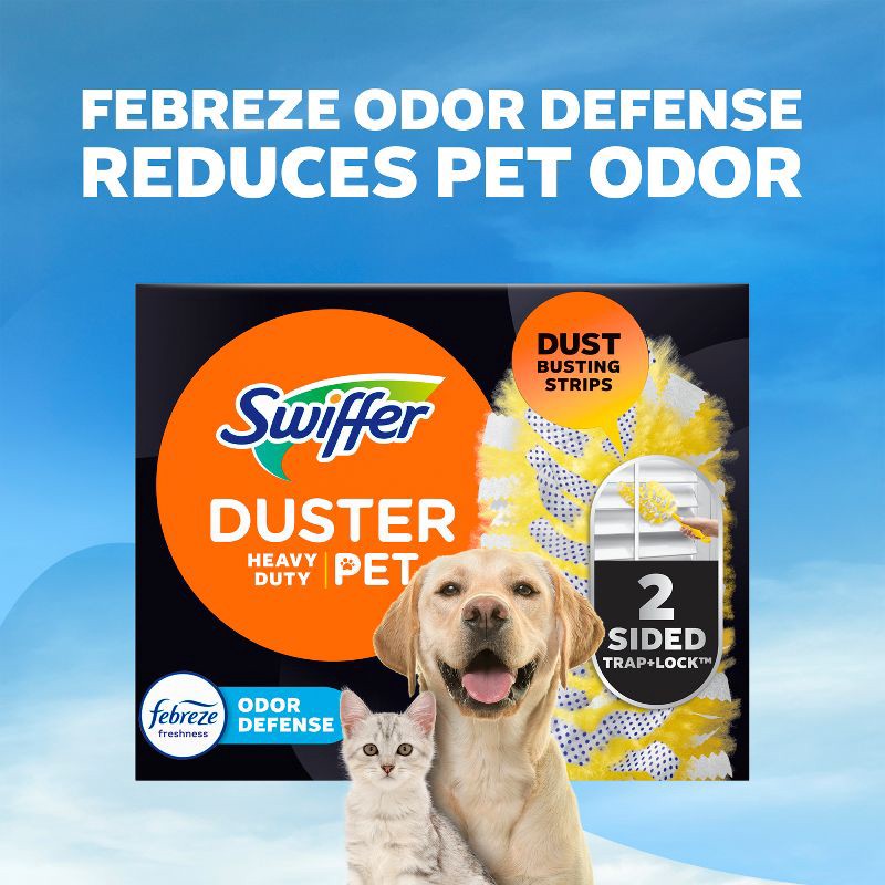 slide 6 of 16, Swiffer Dusters, Pet Heavy Duty Refills with Febreze Odor Defense - Unscented - 11ct, 11 ct