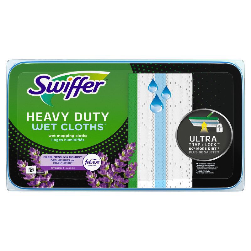 slide 2 of 11, Swiffer Sweeper Heavy Duty Multi-Surface Wet Cloth Refills for Floor Mopping and Cleaning - Lavender scent - 20ct, 20 ct