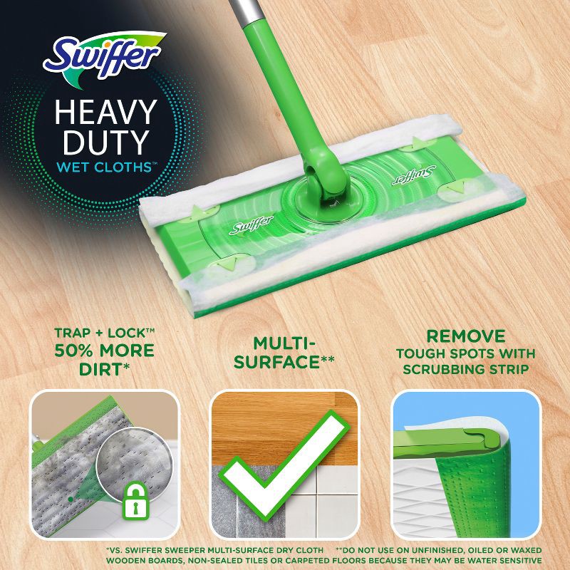 slide 2 of 15, Swiffer Sweeper Heavy Duty Multi-Surface Wet Cloth Refills for Floor Mopping and Cleaning - Lavender scent - 20ct, 20 ct