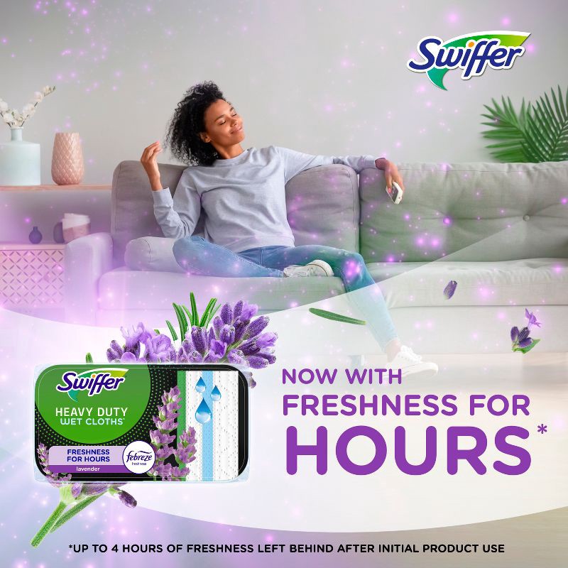 slide 3 of 15, Swiffer Sweeper Heavy Duty Multi-Surface Wet Cloth Refills for Floor Mopping and Cleaning - Lavender scent - 20ct, 20 ct