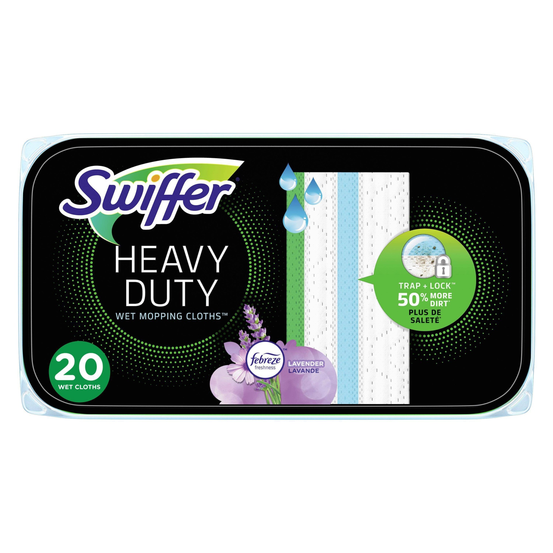 slide 1 of 17, Swiffer Sweeper Heavy Duty Multi-Surface Wet Cloth Refills for Floor Mopping and Cleaning, Lavender scent - 20ct, 20 ct