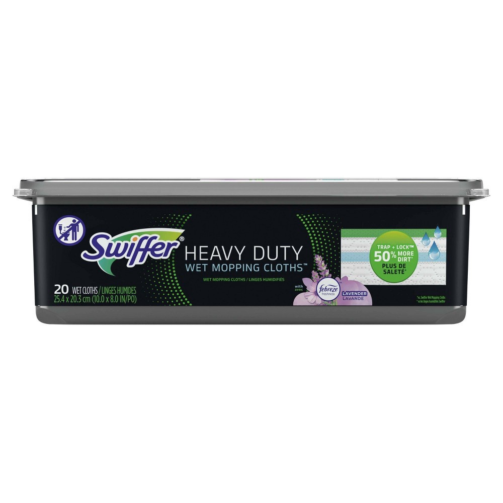 slide 16 of 17, Swiffer Sweeper Heavy Duty Multi-Surface Wet Cloth Refills for Floor Mopping and Cleaning, Lavender scent - 20ct, 20 ct