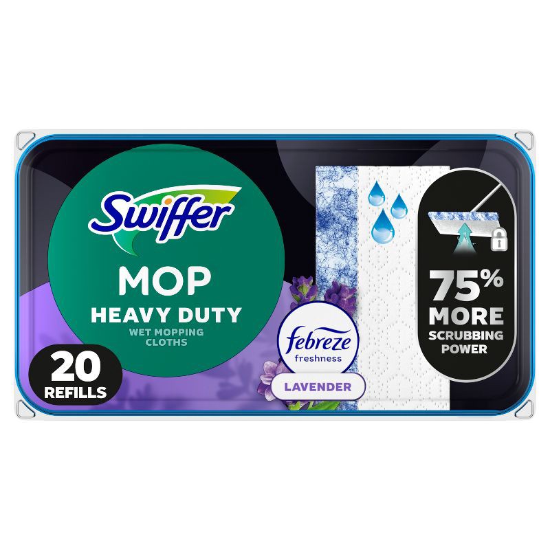 slide 1 of 11, Swiffer Sweeper Heavy Duty Multi-Surface Wet Cloth Refills for Floor Mopping and Cleaning - Lavender scent - 20ct, 20 ct
