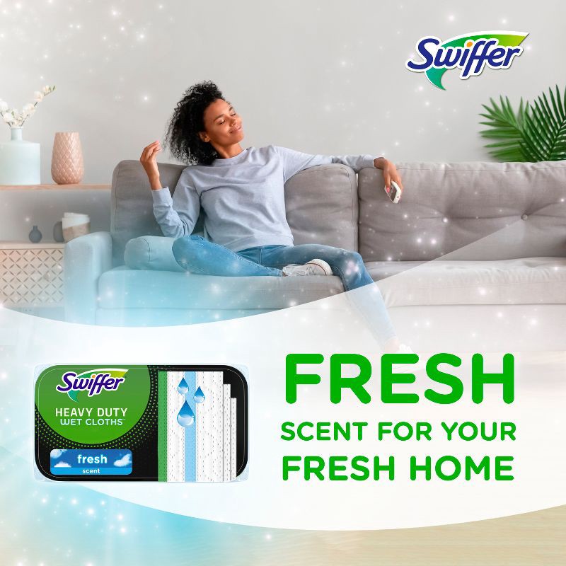 slide 3 of 15, Swiffer Sweeper Heavy Duty Multi-Surface Wet Cloth Refills for Floor Mopping and Cleaning - Fresh scent - 20ct, 20 ct