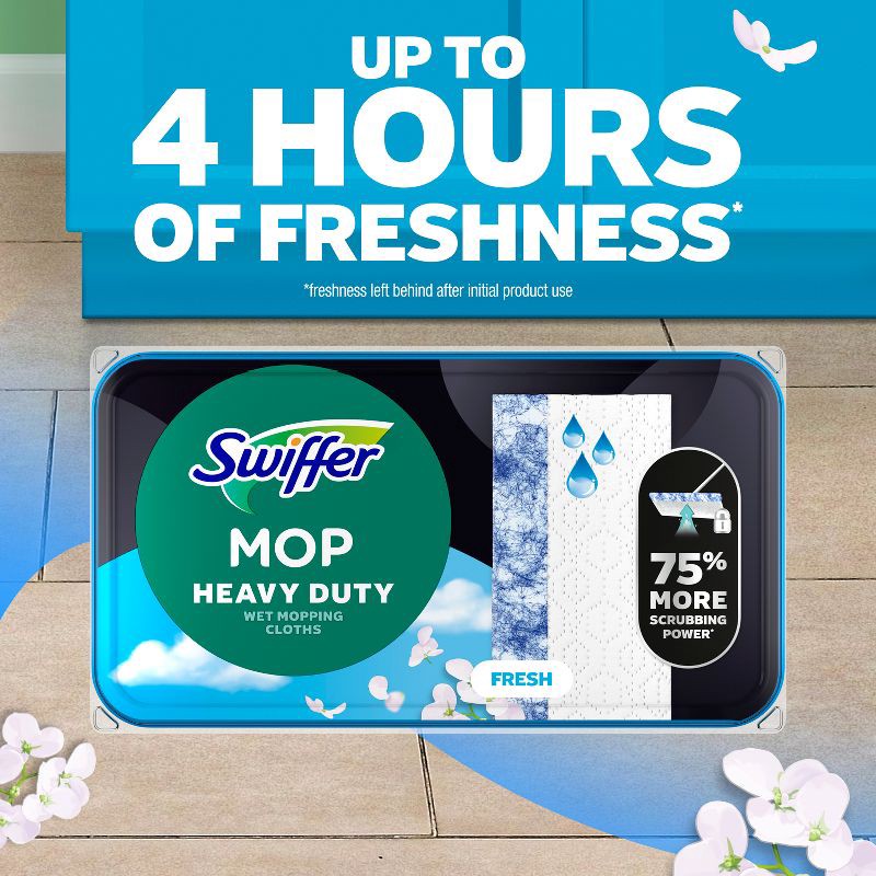 slide 5 of 11, Swiffer Sweeper Heavy Duty Multi-Surface Wet Cloth Refills for Floor Mopping and Cleaning - Fresh scent - 20ct, 20 ct