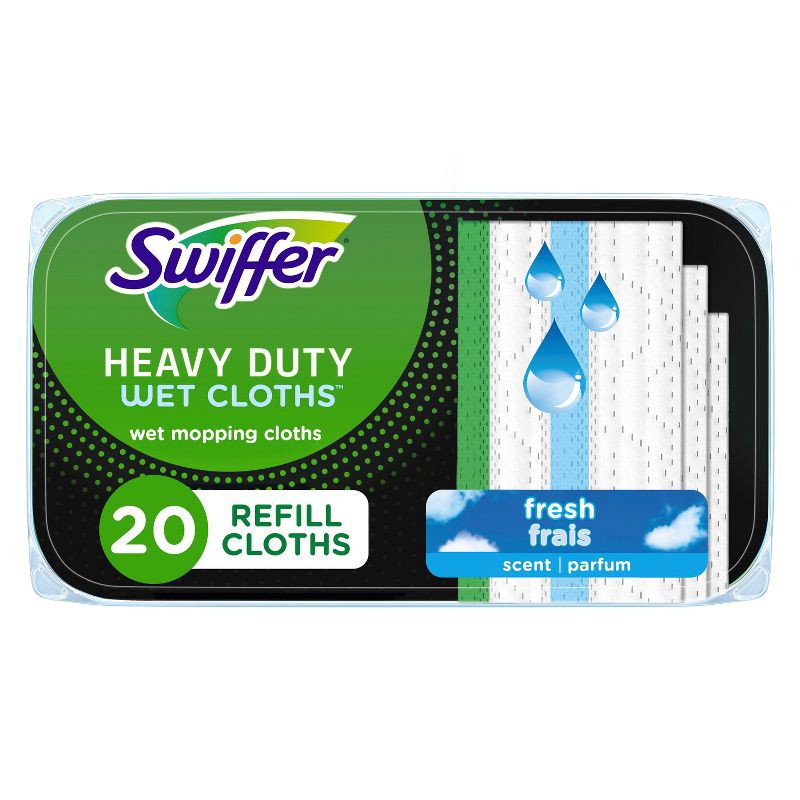 slide 1 of 15, Swiffer Sweeper Heavy Duty Multi-Surface Wet Cloth Refills for Floor Mopping and Cleaning - Fresh scent - 20ct, 20 ct