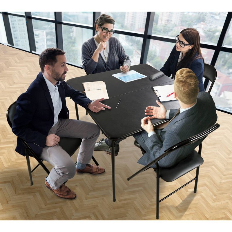 slide 4 of 5, Peakform 5pc Folding Table Set Black: Vinyl Padded, Space-Saving Storage, No Tools Assembly, 5 ct