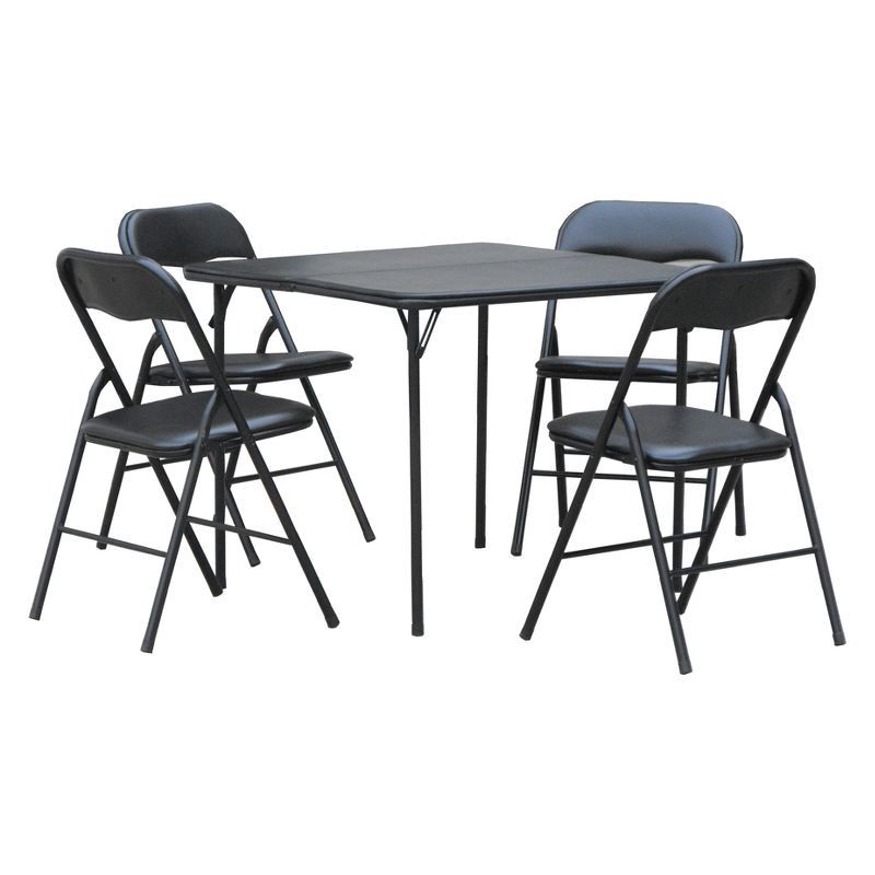 slide 1 of 5, Peakform 5pc Folding Table Set Black: Vinyl Padded, Space-Saving Storage, No Tools Assembly, 5 ct