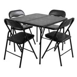 Peakform 5pc Folding Table Set Black: Vinyl Padded, Space-Saving Storage, No Tools Assembly
