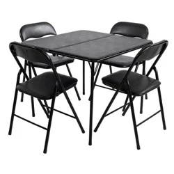 Peakform 5pc Folding Table Set Black: Vinyl Padded, Space-Saving Storage, No Tools Assembly